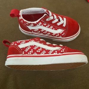 Little kids Vans 8c red and white